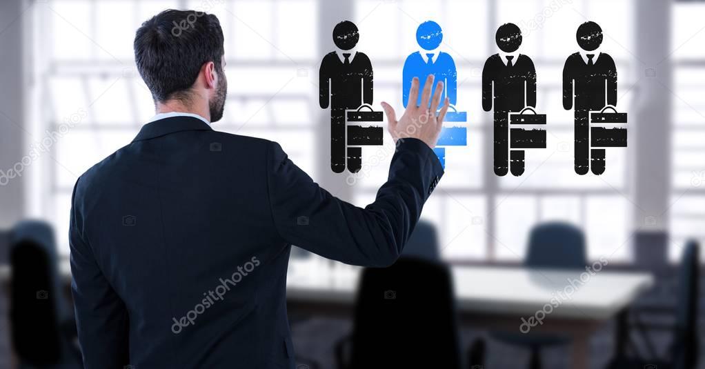 Businessman interacting and choosing a person