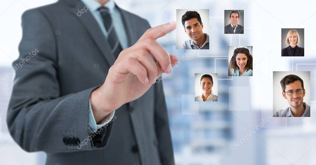 Businessman interacting and choosing a person