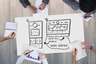 Web grafikleri ile masa üst toplantısı