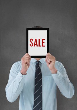 Bir tablet Satılık metin ile holding iş adamı