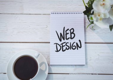 Web grafikleri ile bir dizüstü bilgisayar ile masa üstü
