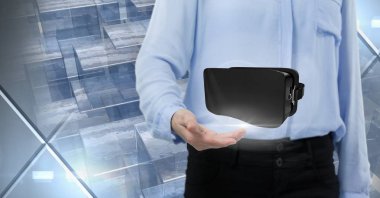 Sanal gerçeklik kulaklık dokunmadan adam 