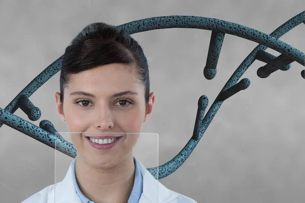 Mulher médica com DNA 3D — Fotografia de Stock