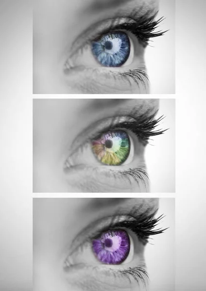 Varios ojos de colores en serie de tres —  Fotos de Stock