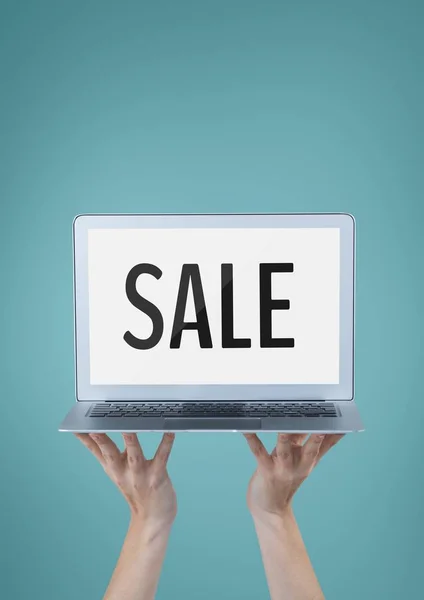 Business woman holding a computer — Stock Photo, Image