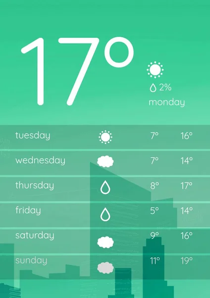 Weather forecast application interface — Stock Photo, Image