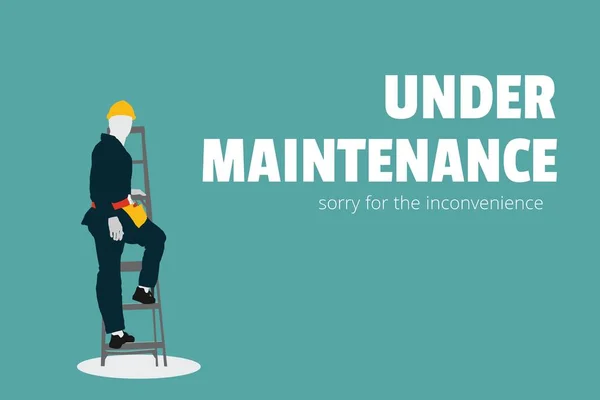 Under maintenance text with worker man illustration