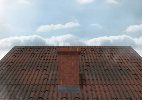 Roof with chimney and sky — Stock Photo, Image