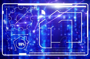 parlak mavi arka plan karşı ev planı