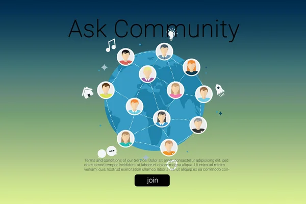 Rappresentazioni umane con ask testo comunitario — Foto Stock