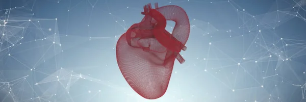 3d человеческое сердце против фиолетовой виньетки — стоковое фото