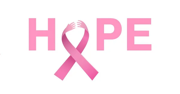 Текст надежды с розовой лентой — стоковое фото