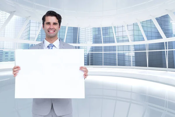Business man holding blank card — Stock Photo, Image