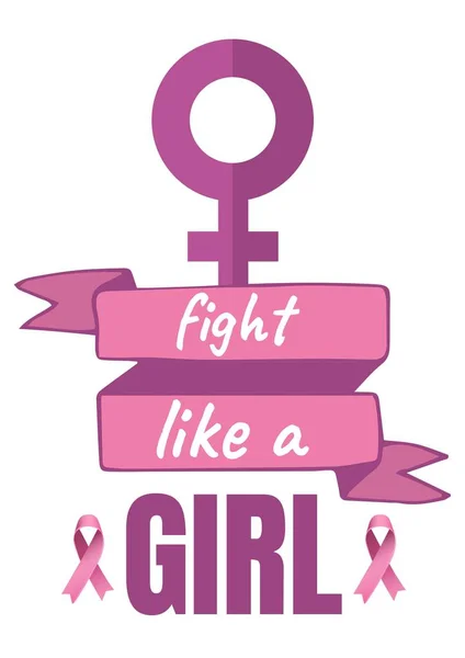 Luta como um texto menina e consciência do câncer de mama — Fotografia de Stock