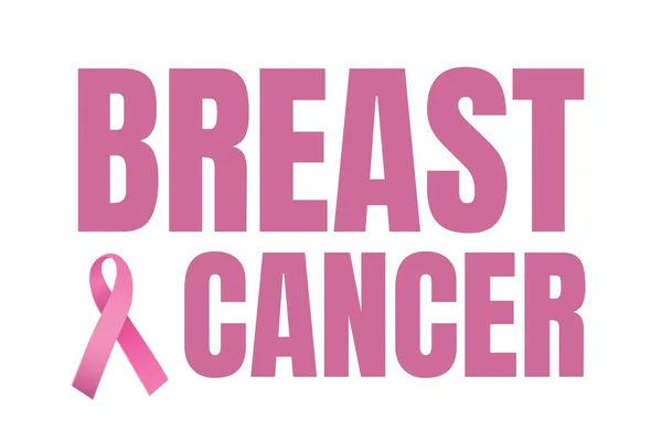 乳がんテキストとピンク リボン — ストック写真
