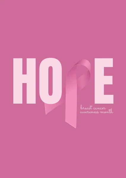 Текст надежды с розовой лентой — стоковое фото