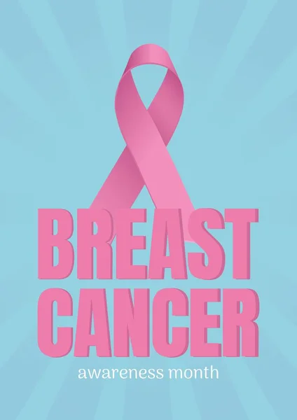 Texto de cáncer de mama y cinta rosa — Foto de Stock
