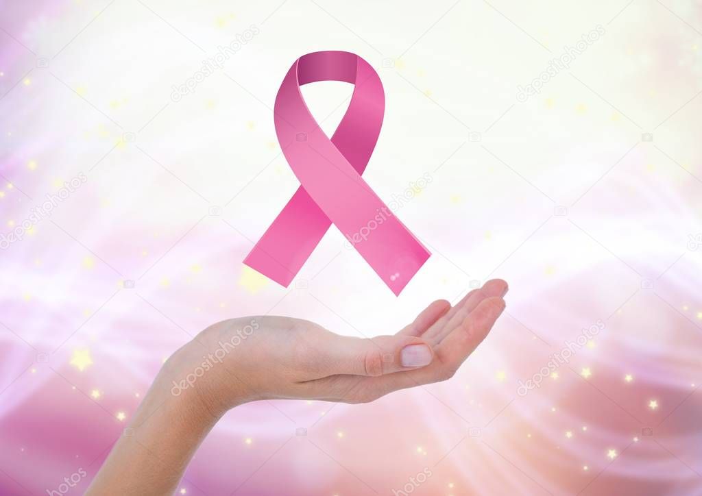 Open hand with pink ribbon 