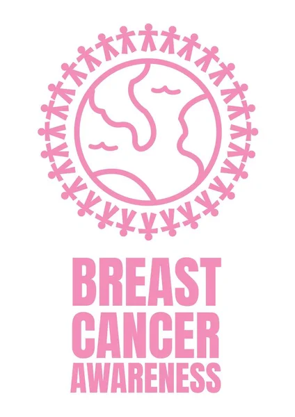 Mapa del mundo y concepto de conciencia sobre el cáncer de mama — Foto de Stock