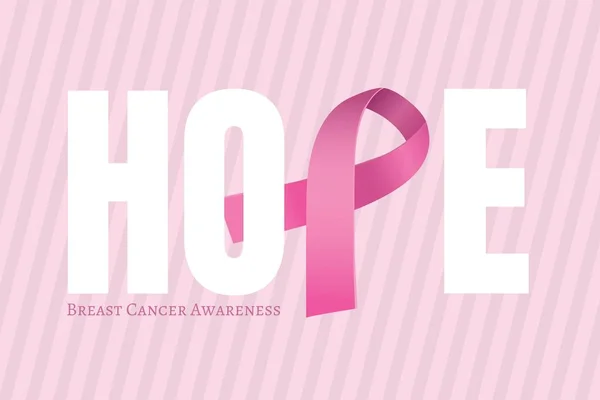 Hoppas texten med rosa band och bröst cancer — Stockfoto