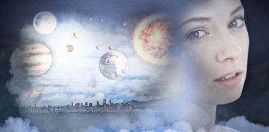 kadın kalabalık cityscape karşı