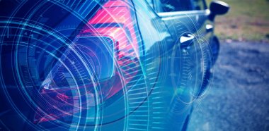 Mavi arama arabirimi modern araba karşı