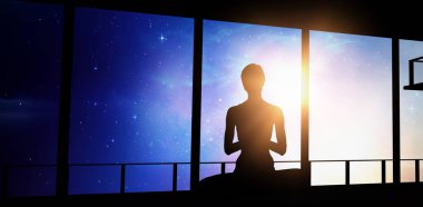 siluet atlet pratik yoga