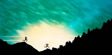 koşma ve atlama sporcular 