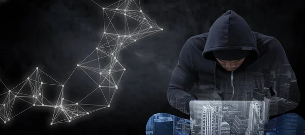 Hacker using laptop — Stock Photo, Image