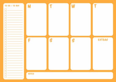 Haftalık planlayıcısı şablonu