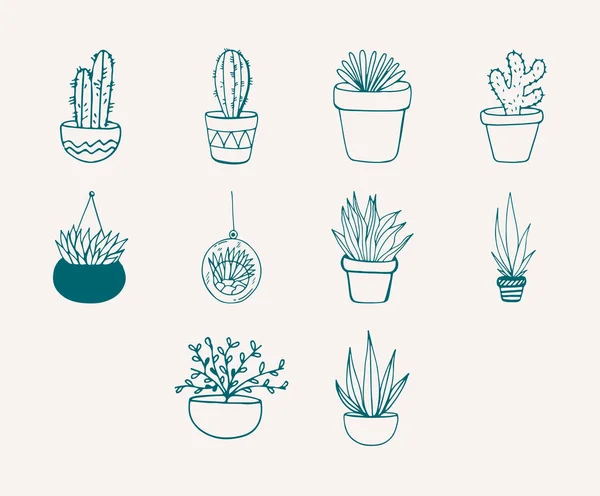 Ensemble de plantes icône — Image vectorielle