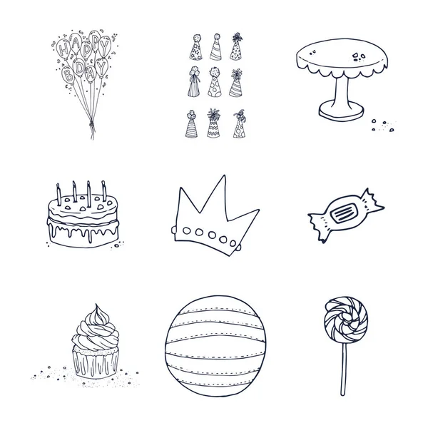 生日庆祝活动的各种图标 — 图库矢量图片
