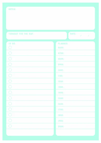 Layout giornaliero del modello pianificatore — Vettoriale Stock