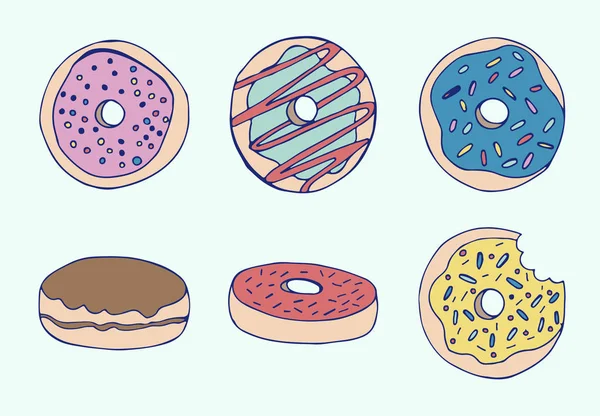 Set of various donuts — Stock Vector