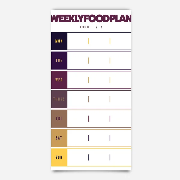 Food planner template — Stock Vector