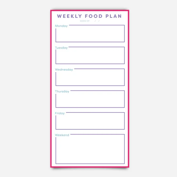 Voedsel planner sjabloon — Stockvector