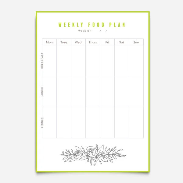 Food planner template — Stock Vector
