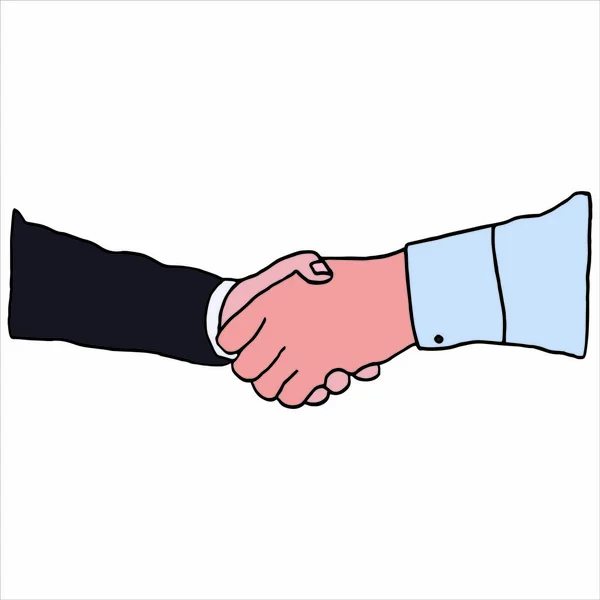 Businesspeople shaking hands against white background — Stock Vector