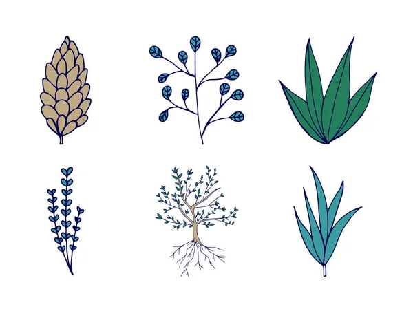 Ensemble de plantes icône — Image vectorielle