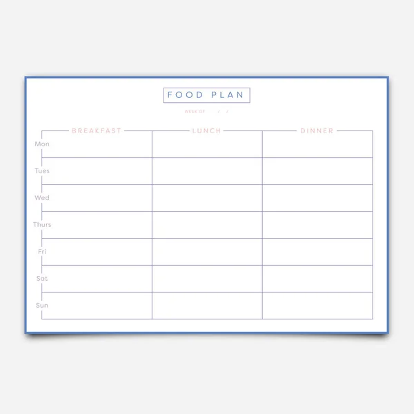 フード プランナー テンプレート — ストックベクタ