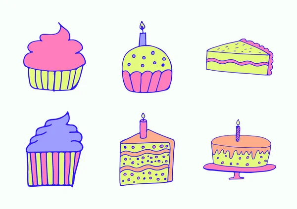 Ensemble de gâteau d'anniversaire divers — Image vectorielle