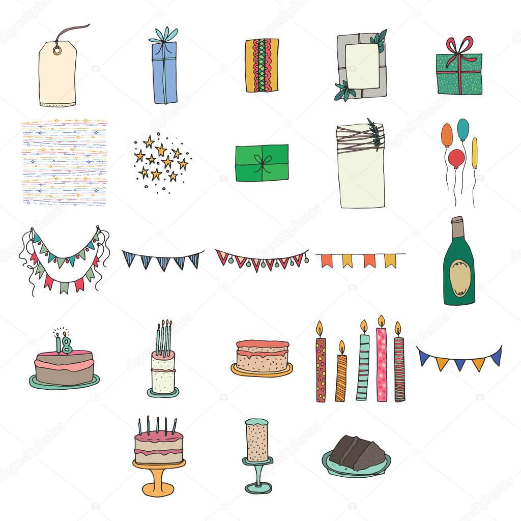 Various birthday celebration icons