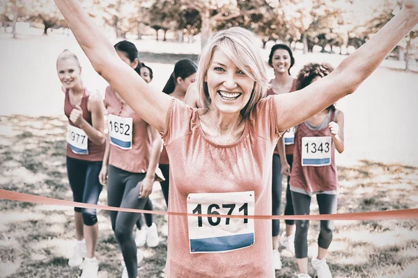 Happy winner of marathon race — Stock Photo, Image