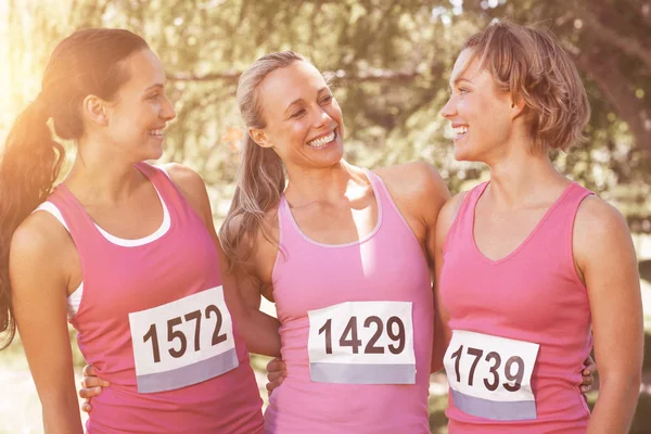 Women running for breast cancer awareness — Stock Photo, Image