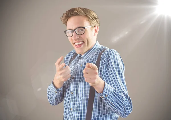 Nerd man wijzen — Stockfoto