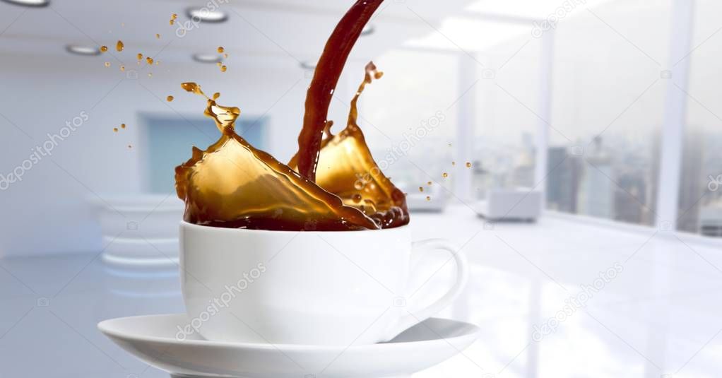 Coffee being poured into cup 