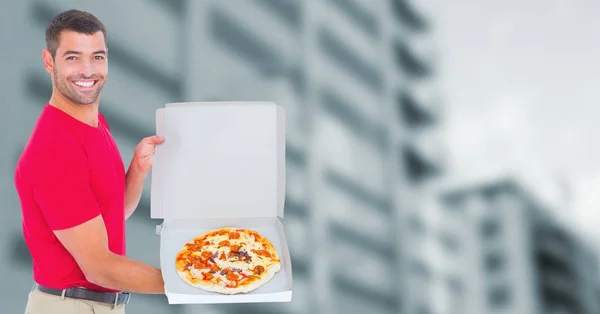 Repartidor con pizza — Foto de Stock