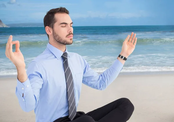 Business man meditating — Stock Photo, Image