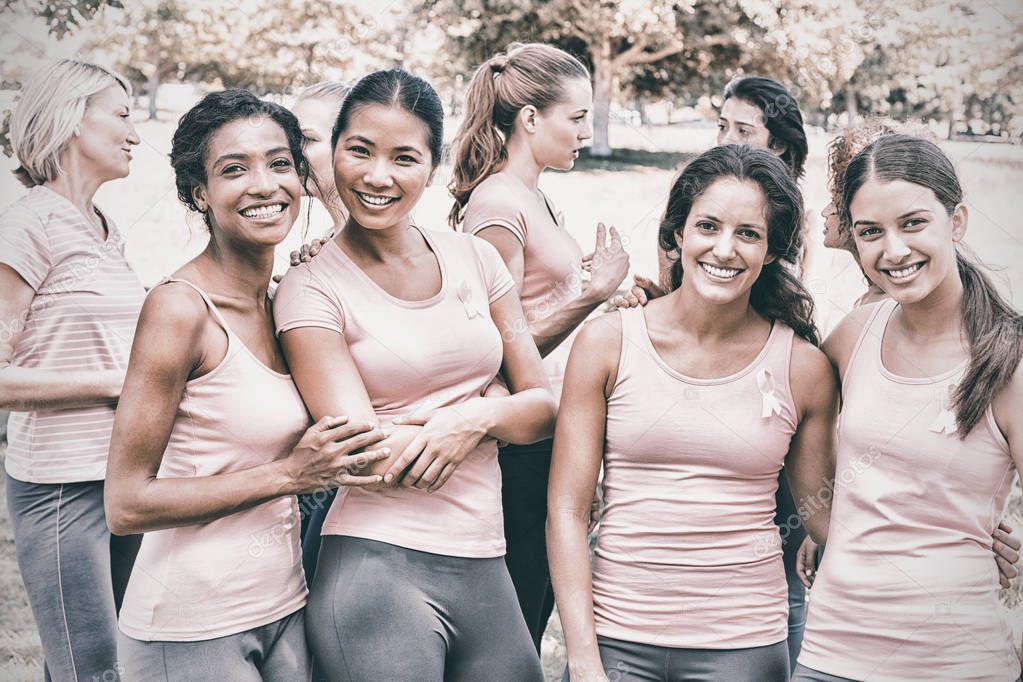 volunteers participating in breast cancer awareness 