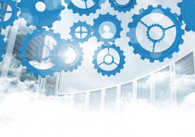 Sunucular içinde arka plan ile COG Dişliler